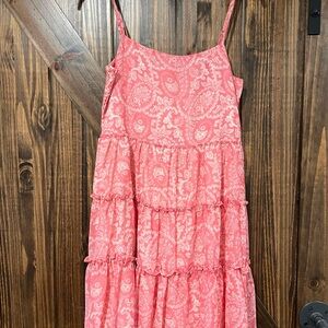 Pink Lily Coral Pink Paisley Tiered Sundress